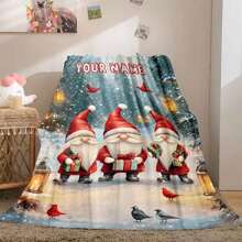 1pc Personalized Santa Claus Themed Blanket, Modern Polyester Rectangular, Soft & Warm Suitable For Living Room, Sofa, Bed At Home, Can Also Be Used Outdoors, Perfect Customized Gift For Christmas, Birthday And Holidays