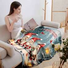 1pc Personalized Santa Claus Themed Blanket, Modern Polyester Rectangular, Soft & Warm Suitable For Living Room, Sofa, Bed At Home, Can Also Be Used Outdoors, Perfect Customized Gift For Christmas, Birthday And Holidays
