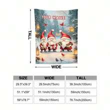 1pc Personalized Santa Claus Themed Blanket, Modern Polyester Rectangular, Soft & Warm Suitable For Living Room, Sofa, Bed At Home, Can Also Be Used Outdoors, Perfect Customized Gift For Christmas, Birthday And Holidays