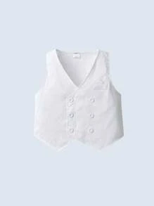 BOARNSEORL 3 件套年轻男孩绅士装：白色长袖蝴蝶结衬衫、白色背心和长裤，时尚帅气，适合生日派对、婚礼、周年庆典 - 白色 - 查看 5