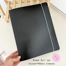 A4 Size 900 Pockets Card Storage Book, Black/Clear Binder Collect Photo Album, Fit For 3 Inch Postcards, Loose Leaf Organizer Holder,School Supplies,Back To School - Black and White - View 15