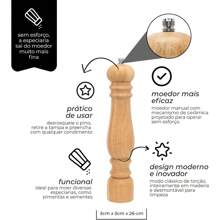 26cm Wooden Pepper Grinder - 摩卡棕 - 查看 2