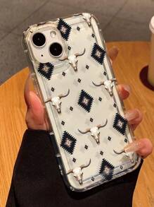 Etui z nadrukiem głowy byka i motywem kowbojskiego westernu, przezroczyste, kompatybilne z 'em i Samsungiem Galaxy