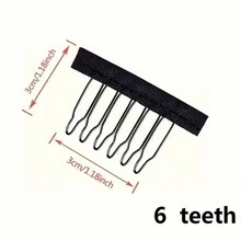 30/50/100 件假发梳，用于制作假发帽，6 齿假发夹，钢齿，带布假发梳，用于固定假发配件工具假发夹，用于顺滑牢固的发型设计 - 彩色 - 查看 7