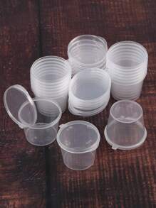 Juego de 50 platos descartables de plástico para salsa, taza descartable transparente minimalista para salsa para suministros de cocina, útiles escolares, fiesta de regreso a clases, fiesta de Navidad, decoraciones navideñas, regalos y decoraciones navideñas - transparente - Ver 9