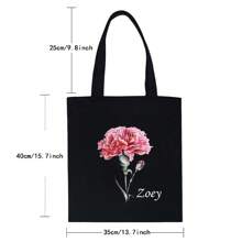 Bolsa de compras personalizada, bolsa de lona a medida con nombre personalizado, bolsa de tote con patrón de flor de 12 meses para mujer, bolsa reutilizable para comestibles, bolsa de almacenamiento, bolsa de viaje con asa de hombro personalizada, bolsa de tote de estudiante de gran capacidad en lona
