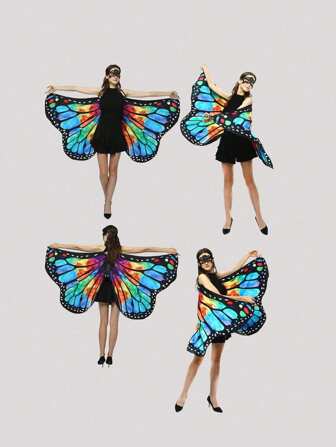1pc Halloween Cape Cape Small Butterfly Cape Printed Small Butterfly Wings Holiday Dress Up Props, Suitable For Halloween, Dances, Parties