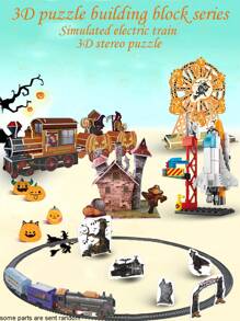 3D Puzzle Toy, Aerospace Shuttle Rocket Spacecraft Assemble DIY Puzzle Model, Miniature City Street Scene, Children Small Particle Building Blocks Toy