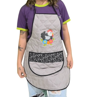 Avental Impermeável De Oxford Bordado Com Bolso