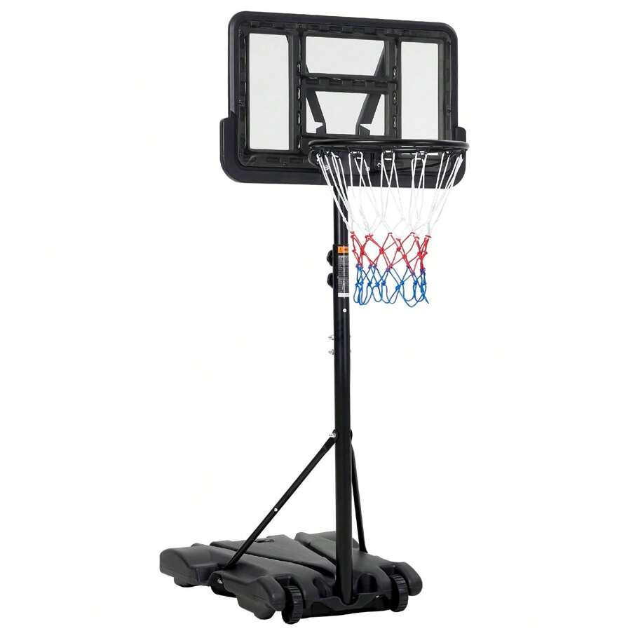 Portable Outdoor Basketball Hoop Adjustable Height (5-7 FT) With 28-Inch Backboard, Enlarged Base, And Wheels For Easy Mobility - Ideal For Backyard, Driveway, And Indoor Play