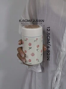 1 件 260 毫升/8.79 盎司红玫瑰系列迷你真空保温水瓶，带伸缩手柄的口袋大小杯子，适合旅行、健身房、户外使用的保温瓶，平底车载杯，适合冬季/夏季的饮具，节日/生日返校礼物 - 彩色 - 查看 2