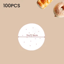100 pezzi Fogli di carta pergamena forati per vaporiera in bambù, 100% polpa di legno naturale non candeggiata, filtri rotondi impermeabili e antiaderenti, adatti per friggitrice ad aria, forno, microonde - Bianco - Visualizzare 17