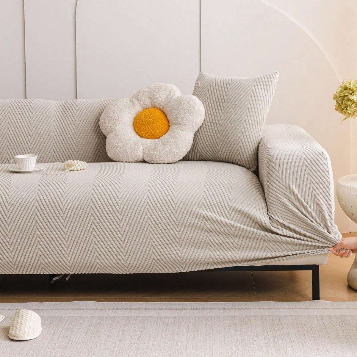 1pc AllSeason Elastic OnePiece Sofa Seat Cushion Cover, Slip