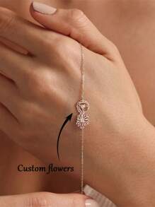 Vòng tay hoa theo tháng sinh tùy chỉnh, Vòng tay khắc tên tùy chỉnh (Quà tặng cho mẹ), Vòng tay dây hoa cá nhân hóa từ 1-5 bông, Quà tặng tùy chỉnh tinh tế, Quà Giáng sinh, Quà sinh nhật (cho nữ), Quà tặng cho bạn trai, bạn gái, bố, mẹ, gia đình, bạn bè, kỷ niệm, tốt nghiệp, dạ hội, tiệc tùng - Bạc - Xem 4
