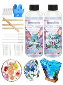 Bộ nhựa Epoxy trong suốt không bọt khí 20ml/50ml/100ml/250ml/500ml/1000ml, dùng để lắp ráp đồ thủ công DIY, làm đồ trang sức, đúc thanh, quà tặng tiệc/sinh nhật - Nhựa epoxy - Xem 12