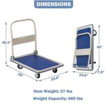 Folding Platform Truck Hand Flatbed Push Dolly Cart Folding Heavy Duty Rolling Cart With 4 Wheels Outdoor Decor