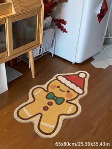 1 Stück Lebkuchenmann Teppich, Fröhliche Weihnachten Teppich, Weihnachtsschmuck/-dekorationen, Weihnachtsplätzchen Teppich, dicker Weihnachtsteppich für Wohnzimmer, Schlafzimmer, Eingangsbereich, Küche, Badezimmer, Spielzimmer, Arbeitszimmer, Plüsch, flauschig, Herbst/Winter - Verschiedenfarbig - Übersicht 6