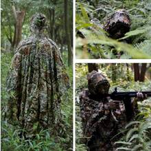 EPhemeralLuxe 1 件便携式仿生丛林叶连帽斗篷，便携式户外露营狩猎装备，运动配件，单人露营，自行车背包，豪华露营，户外活动用品 - 軍綠色 - 查看 7