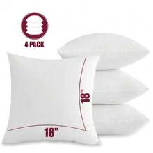 Throw Pillows Insert Cushion Pack Of 4 Ultra Soft Bed & Couch Sofa Decor Pillows - White - View 2