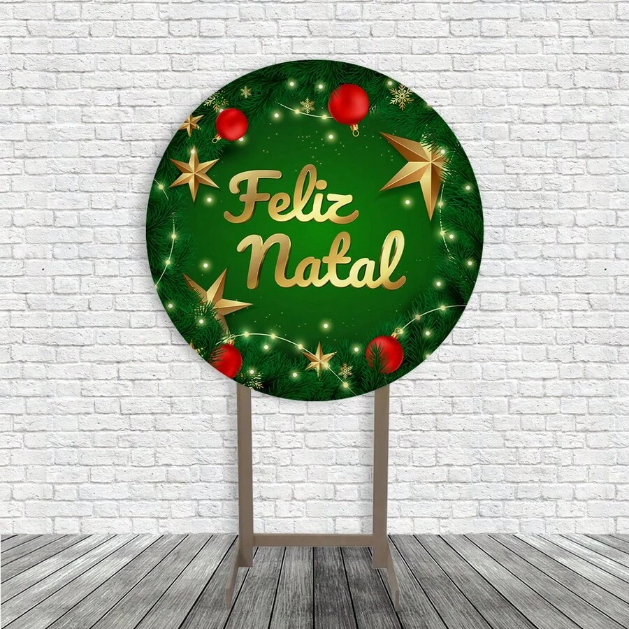 圣诞快乐圆形聚会面板圣诞主题 - 彩色 - 查看 1