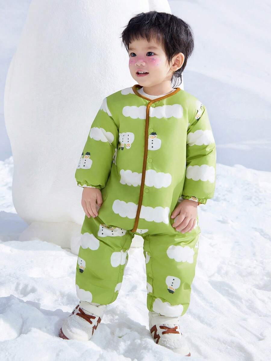mini bala Bộ đồ liền thân ấm áp thời trang cho bé trai bé gái ngoài trời - màu xanh lá - Xem 1