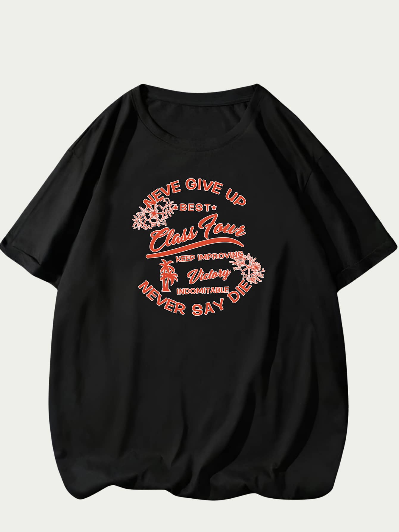 Class Four Unisex Never Say Die T-Shirt Blouse Print Streetwear Comfort Casual Premium - màu đen - Xem 1