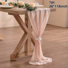 1 件 28"X118"/157" 白色雪纺透明婚礼桌旗，浪漫田园风桌旗，雪纺布白色透明长桌旗，透明纱布桌旗，田园优雅餐桌装饰，适用于乡村风格婚宴、生日派对、圣诞节新娘送礼会装饰（多种颜色可选，配有丝带），婚礼桌布，婚礼装饰，家居装饰，房间装饰， - 純色 - 查看 11
