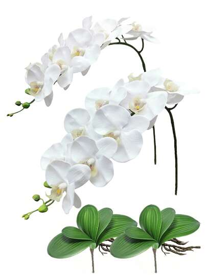 2pcs Artificial Orchid Flowers, Large Vivid Phalaenopsis Orchid Flower Stems, Classic Style Artificial Orchid Branches, Decorative Silk Phalaenopsis Flowers, Ideal For Home Decor, Weddings, Halloween And Thanksgiving