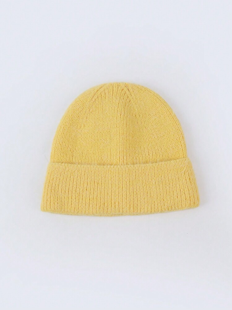 1pc Solid Color Warm Knitted Hat, Soft Fluffy Yarn, Fashionable Unisex Beanie, Autumn/Winter - 1pcs - View 16