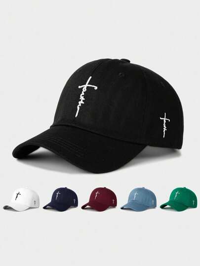 1 Pc Cross Embroidery Adjustable Baseball Cap, Outdoor Sun-Proof Casual Hat Suitable For Spring, Autumn, Travel, Beach, For Men, Y2K Style