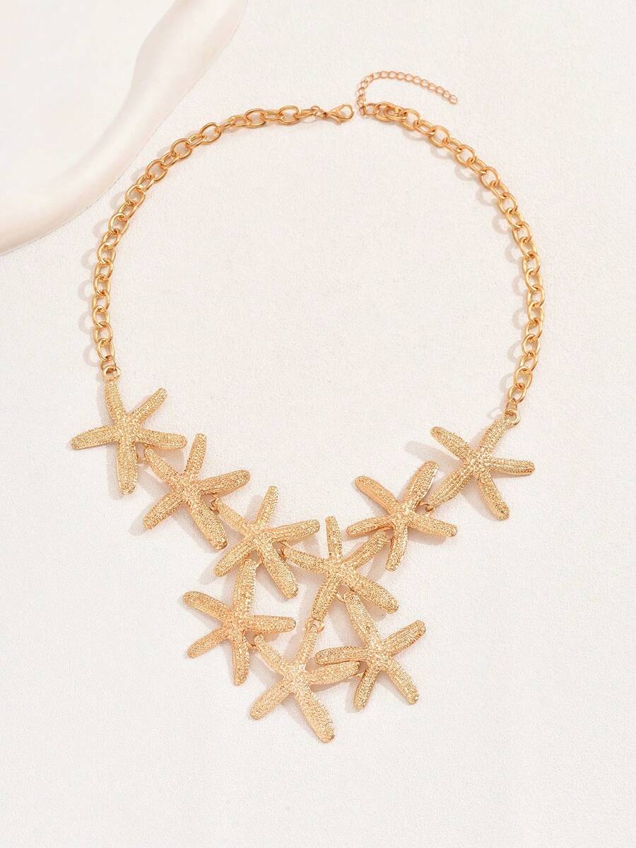 1 件嘻哈海星项链青少年夸张大海星吊坠项链派对珠宝 - 金色 - 查看 1
