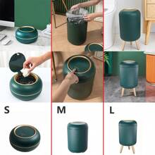 1 pezzo Elegante cestino della spazzatura per il bagno verde, 3L/9.5L/10L Cestino con coperchio diffusore anti-odore, Grazioso cestino per rifiuti per camera da letto, soggiorno, ufficio, monolocale, contenitore rifiuti per decorazione casa, regalo di Natale - Verde Scuro - Visualizzare 1