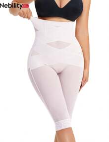 Nebility Faja Women's Body Shaping Pants Leggings Tummy Tuck Waist Hip Lift Spring Summer Autumn Winter Breathable And Comfortable Seamless Three-Quarter Hip Lift Pants Suitable For Daily Wear - 白色 - 查看 1
