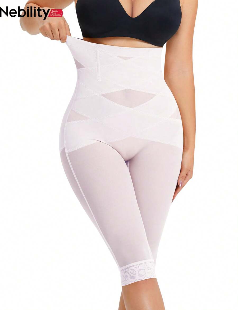 Nebility Faja Women's Body Shaping Pants Leggings Tummy Tuck Waist Hip Lift Spring Summer Autumn Winter Breathable And Comfortable Seamless Three-Quarter Hip Lift Pants Suitable For Daily Wear - 白色 - 查看 1