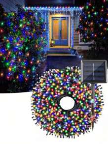 1pc 8 Modes Solar Powered Garden Decorative Lights, Outdoor Fairy String Lights, 7m/275.59inch,12m/472.44inch,Suitable For Suitable For Street, Plants, Garden,Christmas Day,Party Ambient Lighting(Warm Light/Colourful Light) - Multicolor - View 2