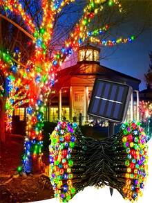 1pc 8 Modes Solar Powered Garden Decorative Lights, Outdoor Fairy String Lights, 7m/275.59inch,12m/472.44inch,Suitable For Suitable For Street, Plants, Garden,Christmas Day,Party Ambient Lighting(Warm Light/Colourful Light) - Multicolor - View 3