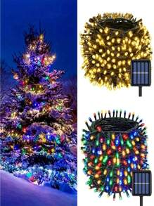 1pc 8 Modes Solar Powered Garden Decorative Lights, Outdoor Fairy String Lights, 7m/275.59inch,12m/472.44inch,Suitable For Suitable For Street, Plants, Garden,Christmas Day,Party Ambient Lighting(Warm Light/Colourful Light) - Multicolor - View 5