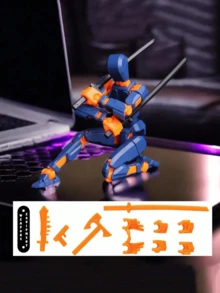 T13 多关节可动 3D 打印动作人偶机器人，DIY 组装减压玩具，游戏爱好者的桌面装饰和圣诞节/感恩节装饰 - 彩色 - 查看 11