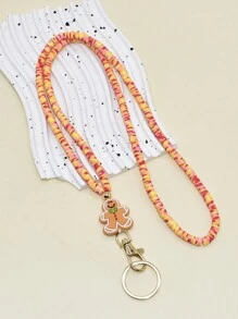 1 件波西米亚风混合聚合物粘土颜色硅胶圣诞老人街道圣诞铃铛吊饰挂绳钥匙扣礼物送给女士妈妈老师 - 彩色 - 查看 13