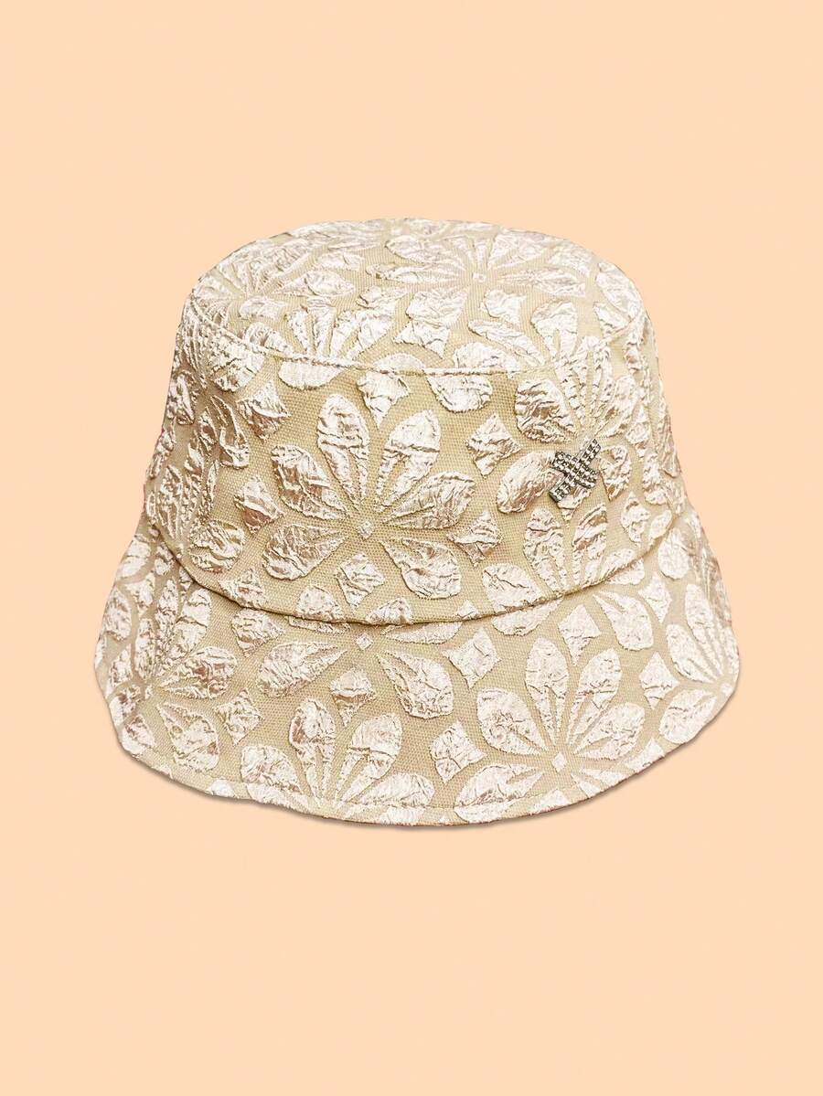 Hoa Văn Rhinestone Chữ Trang Trí Mũ Bucket - Nhiều màu - Xem 1