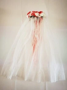 1 cái/gói Phụ kiện tóc hoa hồng đỏ và trắng có tua rua, dùng cho tiệc cưới/tiệc tùng dành cho phụ nữ - Đỏ và trắng - Xem 1