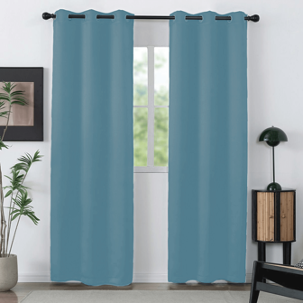 Blackout Curtains For Bedroom And Living Room - 1 Panels Set Thermal Insulated Room Darkening Curtains (Blue)