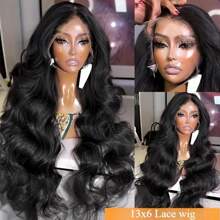 250% Long Body Wave Lace Front Wig Wavy Human Hair Wigs Full 13x6 HD Lace Body Wave Lace Frontal Wig For Women Pre Plucked Brazilian Body Wave Wig For Girls Ear To Ear Deep Part Lace Front Human Hair Wigs With Glueless Baby Hair #1B - Natural Black - 查看 7