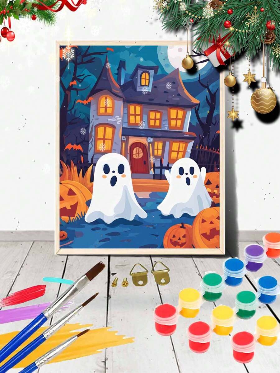 2024 Cartoon Style Ghost Castle DIY Digital Oil Painting, Easy To Start