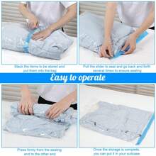 20 Pack Combo Travel Compression Bags, Vacuum Bags For Travel Organizer Space Saving Bags For Suitcases, Travel Essentials No Vacuum Needed, Travel Accessories For Packing Travel Storage Bags For Clothes Underwear Clothing Organiser