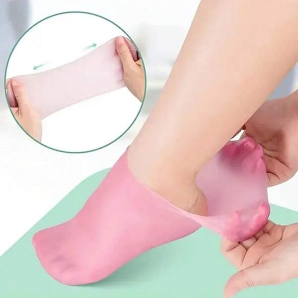 2pcs Silicone Moisturizing Foot Socks, High Elasticity Compression Socks For Cracked Feet, Foot Care Socks, Massage Moisturizing Gel Socks, Pedicure Socks Tools, Suitable For Men And Women With Dry Skin, Dry Feet, Rough Skin, For Home Foot Care, Use With Your Favorite Lotions And Creams