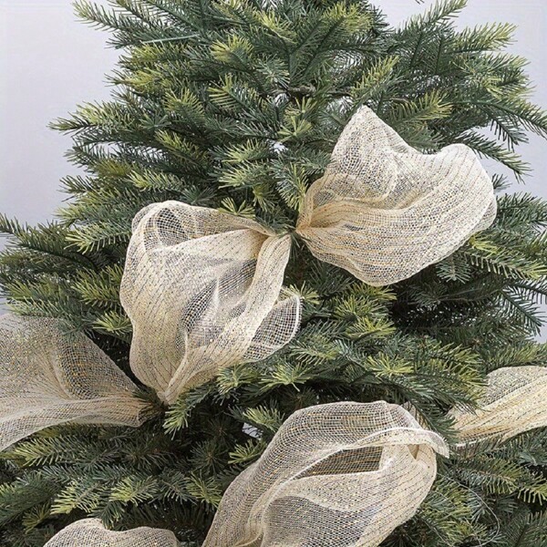 Fita de malha dourada metálica de 9,1 m/358 polegadas de comprimento e 25 cm/9,8 polegadas de largura para decoração de árvore de Natal, sem necessidade de energia, Halloween, decoração de Halloween