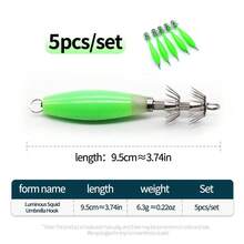 1/5 chiếc Mồi câu mực siêu sáng phát sáng - Móc đôi dù bền, Mồi câu bạch tuộc chân thực - Mồi câu cá Jigs chất lượng cao, Đồ dùng câu cá thiết yếu cho câu cá biển sâu hoàn hảo - Nhiều màu - Xem 13
