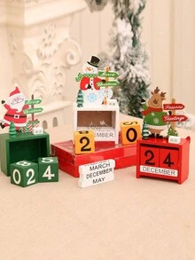 1 Lịch đếm ngược Giáng sinh bằng gỗ tự làm - Thiết kế hình ông già Noel và người tuyết cho trang trí để bàn, nhà, văn phòng và sân, Giáng sinh - Nhiều màu - Xem 3