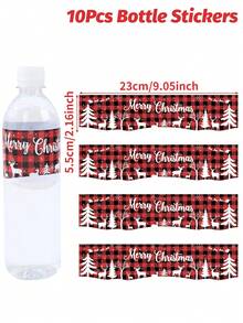 10 件圣诞快乐水瓶标签，圣诞驯鹿印刷 DIY 瓶贴礼品标签工艺品圣诞节家居装饰 2024 新年快乐 2025，万圣节，万圣节装饰 - 聖誕麋鹿 - 查看 5
